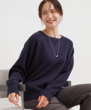 【洗濯機可/ちくちくしにくい】大人カジュアルを叶える スウェットライクニット