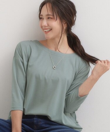 【7分袖】裾タックデザインカットソー