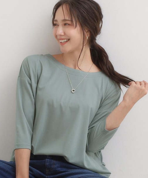 【7分袖】裾タックデザインカットソー