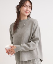 【セットアップ可/S-LL】インせず着られる 洗えるもちもち裾ラウンドニット