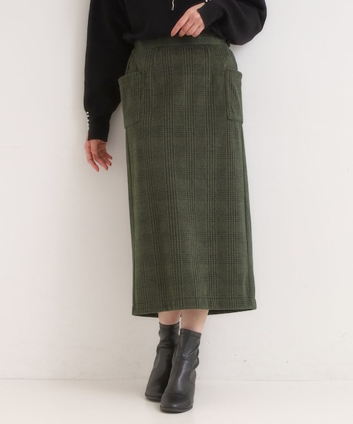 【S-LL/あったか】大人レディな着こなしに シャギーチェックスカート