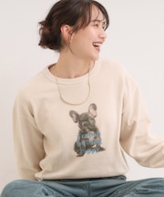 【S-LL】アニマルプリントが目を惹く 柔らかモールニット