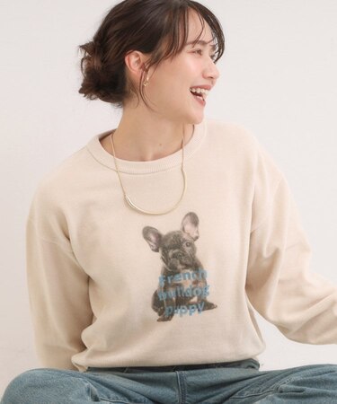 【S-LL】アニマルプリントが目を惹く 柔らかモールニット