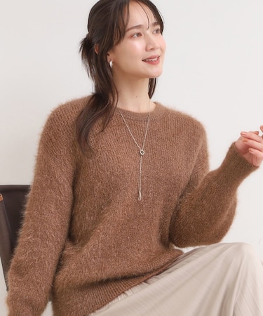【S-LL/ゆったり】ふわふわシャギー 大人レディなニット