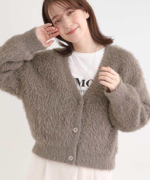フェザーVネックカーディガン
