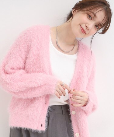 フェザーVネックカーディガン