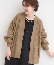 【洗濯機可/S-LL】大人の抜け感 ざっくり編み モールケーブルカーディガン