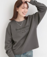 袖タックフェイクパール付きトップス