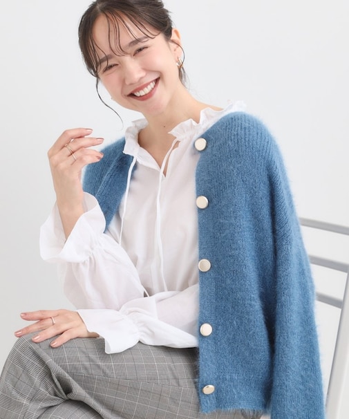 【S-LL】ふわふわシャギー 大人レディなカーディガン