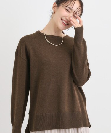 【洗濯機可/毛玉レス】アウトスタイルもきれいに決まる サイドスリットニット