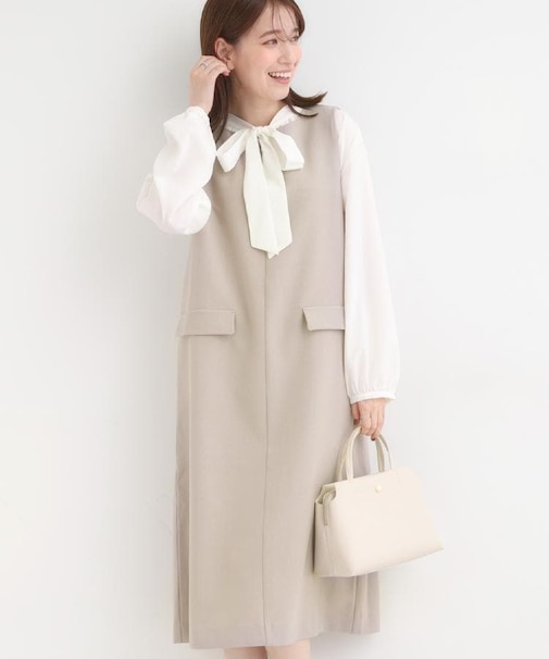 【S-LL】ウール調スキッパージャンスカ