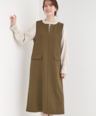 【S-LL】ウール調スキッパージャンスカ