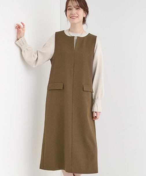 【S-LL】ウール調スキッパージャンスカ