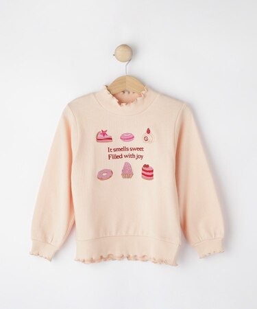 【100-150cm】モチーフ刺繍使いスウェット