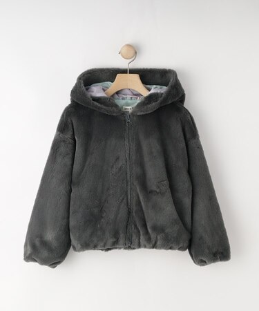 【130-150cm/スクール】耳付きエコファーパーカ