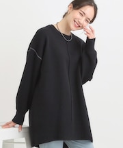 【洗える/毛玉レス】チュニックニットワンピース