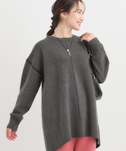 【洗える/毛玉レス】チュニックニットワンピース