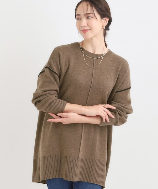 【洗える/毛玉レス】チュニックニットワンピース