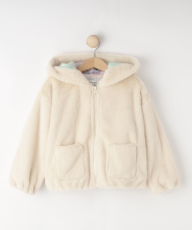 【100-120cm/トドラー】耳付きエコファーパーカ