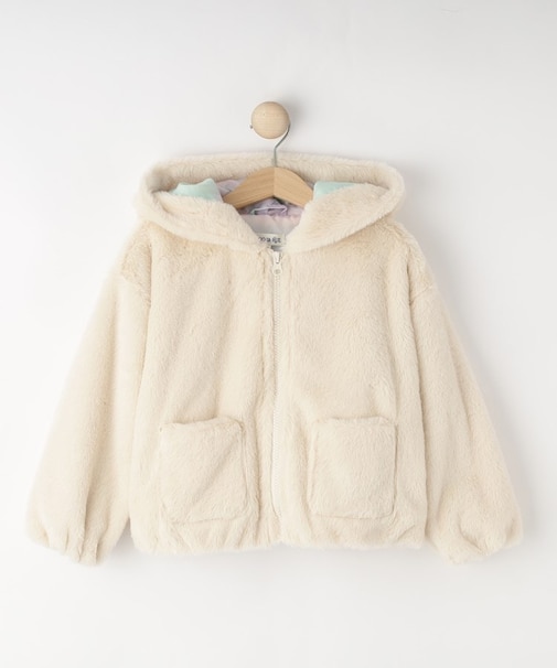 【100-120cm/トドラー】耳付きエコファーパーカ