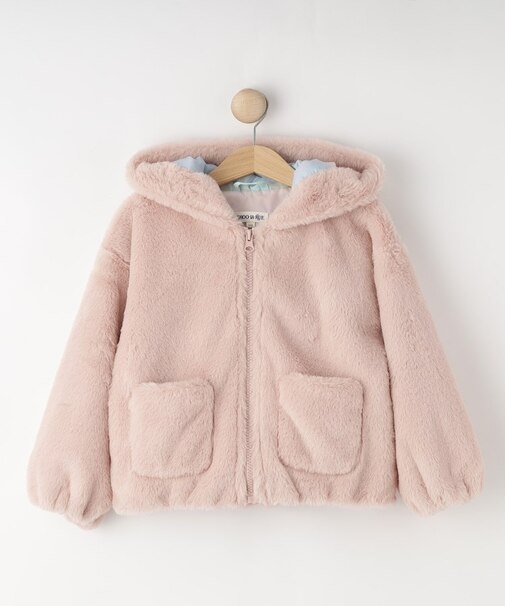 【100-120cm/トドラー】耳付きエコファーパーカ