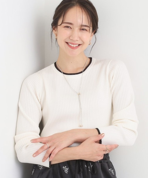 【絶妙なゆるピタ/洗濯機可】ちくちくしにくい リブクルーネックやわらかニット