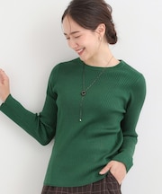 【絶妙なゆるピタ/洗濯機可】ちくちくしにくい リブクルーネックやわらかニット