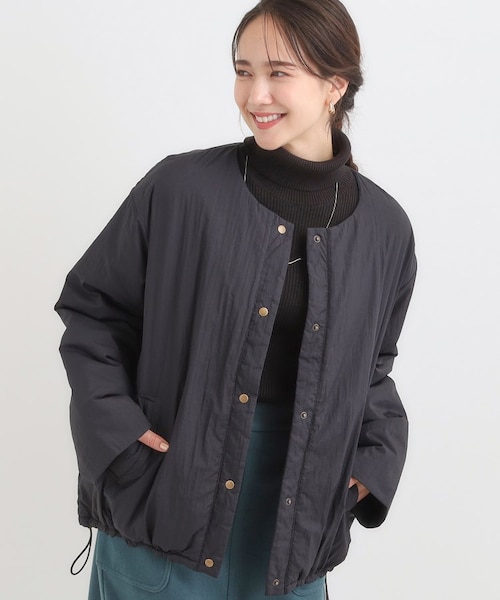 SHIPS any:〈撥水・洗濯機可能〉スタンドカラー ドロスト ショート