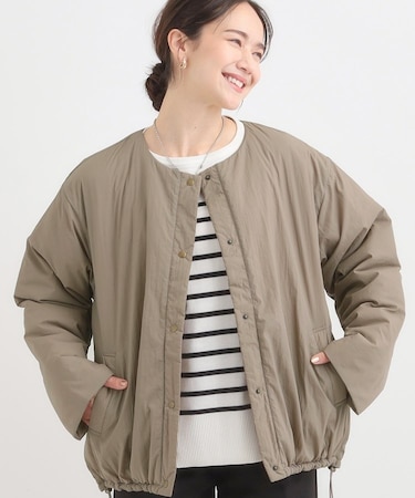 ノーカラーリバーシブル中綿ブルゾン