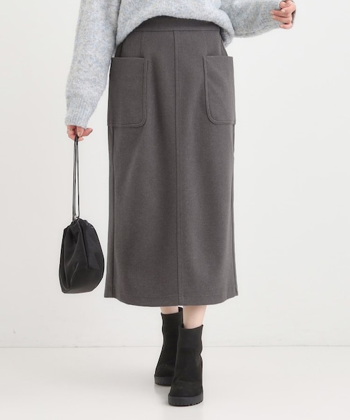 【S-LL】あったかすっきり 圧縮ニットナロースカート