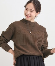 【洗濯機可/毛玉レス/S-LL】ミックスケーブル柄ニット