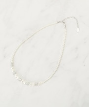 【セレモニー】パヴェ&パール調ショートネックレス