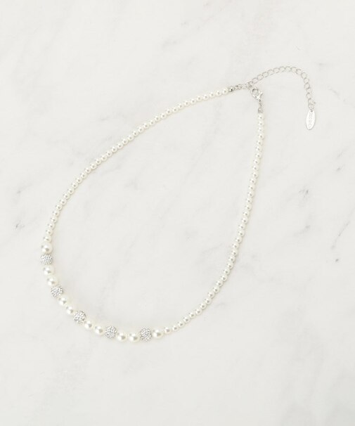 【セレモニー】パヴェ&パール調ショートネックレス