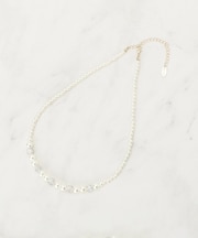 【セレモニー】パヴェ&パール調ショートネックレス