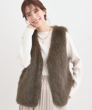ロングフェイクファーベスト