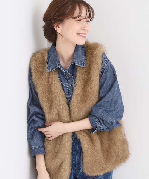 FILA♡【美品❣️】ふわふわフェイクファーのフーディベストＬ FILA♡【美品❣️】ふわふわフェイクファーのフーディベストL FILA