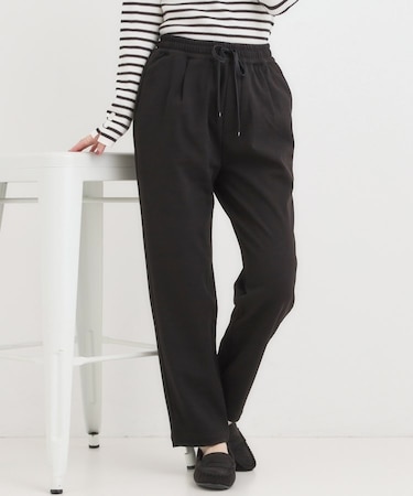 【S-LL/股上深め】裏起毛スマートイージーパンツ