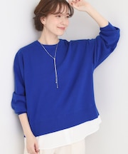 【洗える／毛玉になりにくい】裾フェイクレイヤード