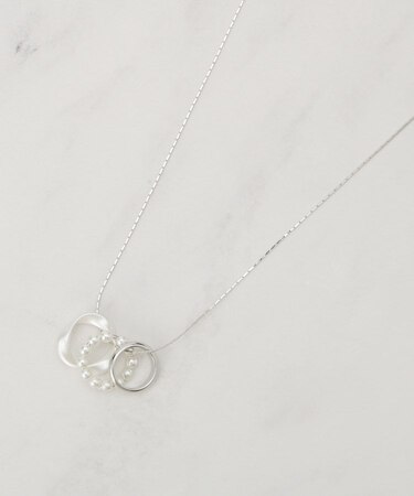 フェイクパールミニリングネックレス