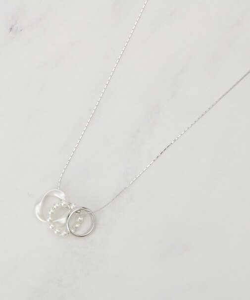 フェイクパールミニリングネックレス