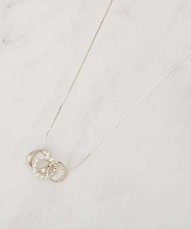 フェイクパールミニリングネックレス