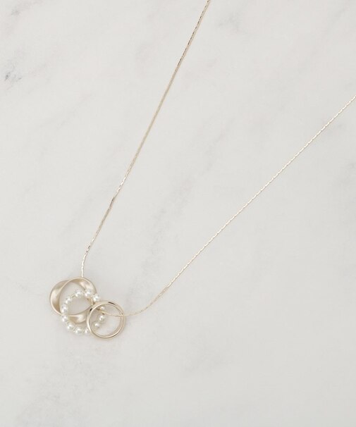 フェイクパールミニリングネックレス