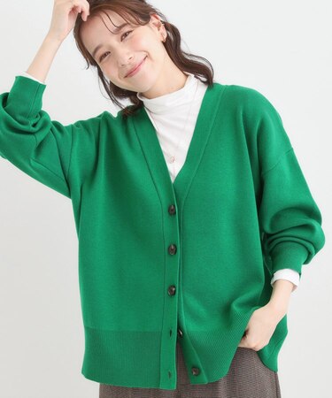 【洗える/毛玉レス】表面がきれいなVネックカーディガン