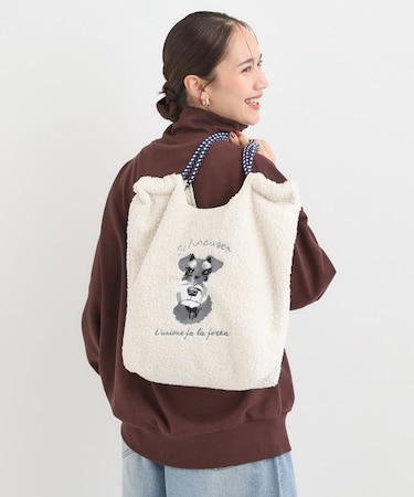 ボア刺繍アニマルコードトートバッグ