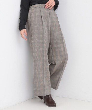 【洗える/S-LL/セットアップ可】脚のラインをきれいに魅せる センタープレスワイドパンツ