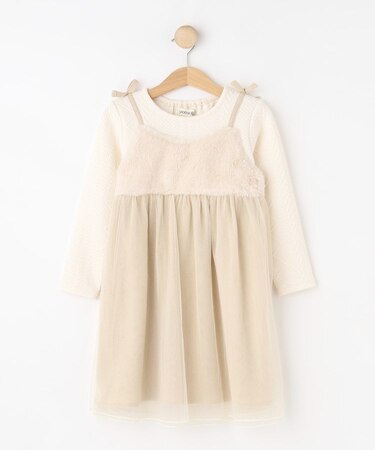 【100-150cm】ファーチュールドッキングキャミワンピ