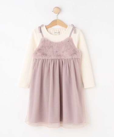 【100-150cm】ファーチュールドッキングキャミワンピ