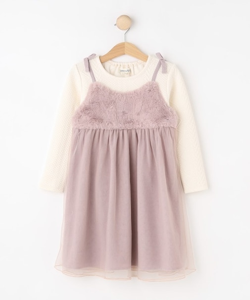 【100-150cm】ファーチュールドッキングキャミワンピ