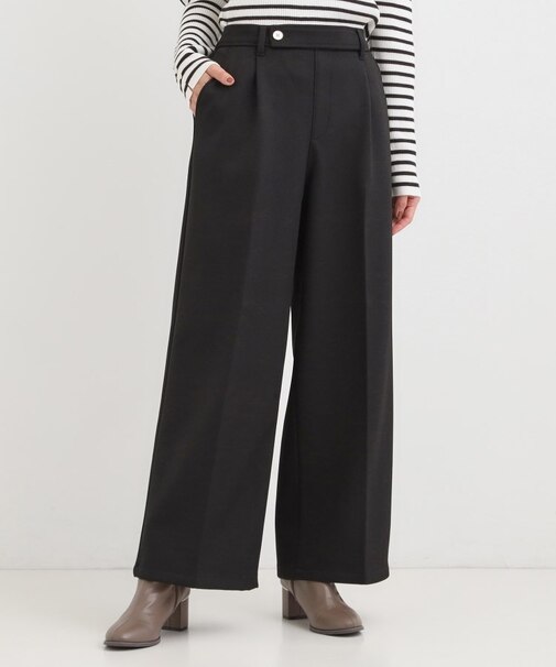 【着丈選べる】ウールフィール裏起毛ワイドパンツ