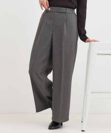 【着丈選べる】ウールフィール裏起毛ワイドパンツ